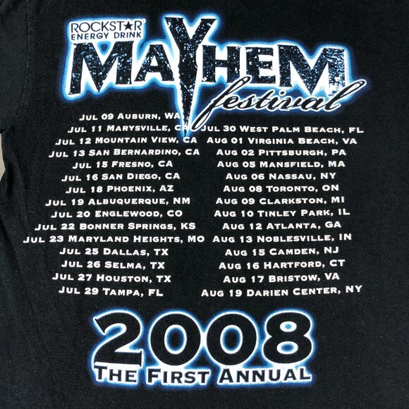 2008 First Annual Mayhem Festival Rockstar Energy Metal Music Concert Tee - Picture 7 of 7